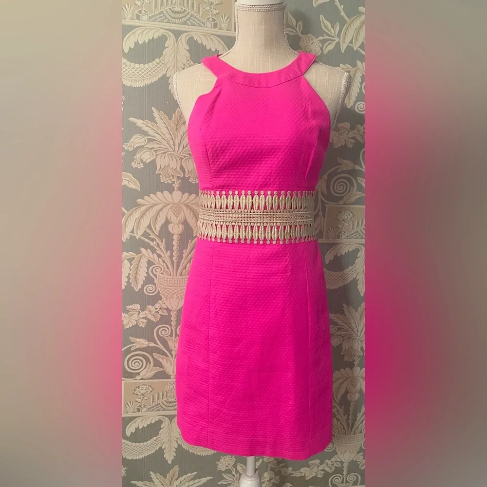 VGC Lilly Ashlyn Shift Dress. Size 2 Magenta Gold.ππ - Picture 4 of 17